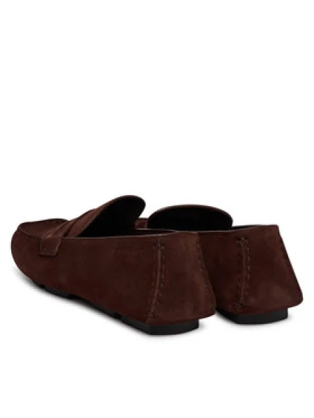 Calvin Klein Mokasíny Square Driver Suede Bordová hnedá