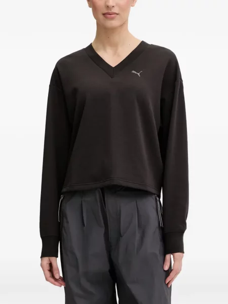 Pulover Puma cu broderie cu decolteu în V negru