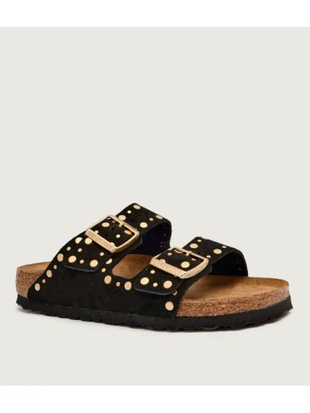 Birkenstock De piele șlapi Arizona Rivet Border | narrow fit negru
