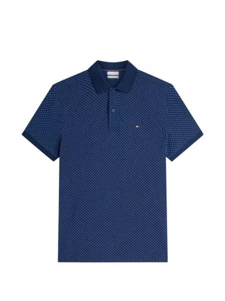 Scurt tricou polo Tommy Hilfiger cu imagine cu imprimeu geometric albastru