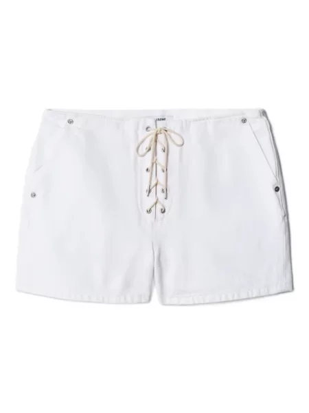 Pantaloni scurți din denim Re/done cu șireturi din dantelă alb