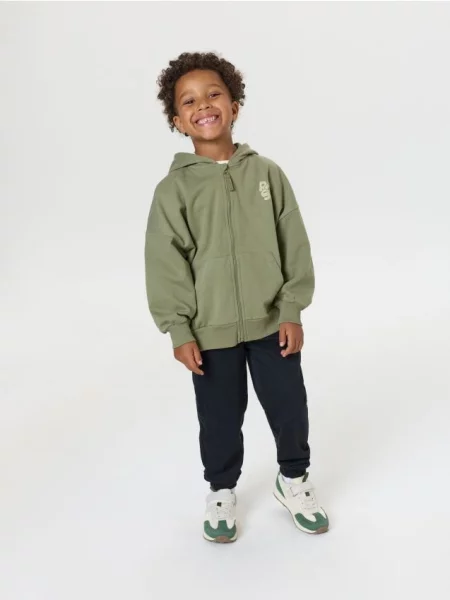 Sinsay Oversize mikina s bavlnou a potiskem khaki
