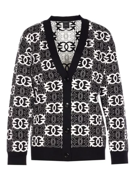 Cardigan Pinko cu imprimeu geometric negru