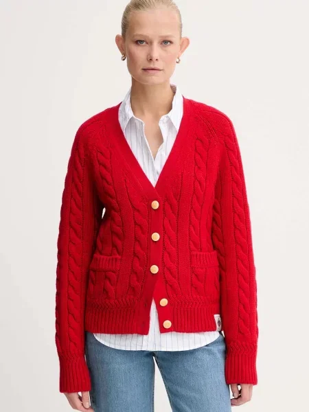 Bally cardigan din lână călduros roșu