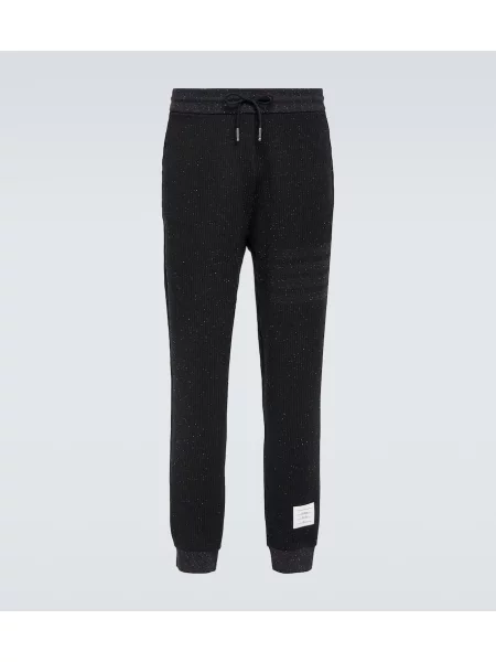 Jedwabne spodnie dresowe Thom Browne czarne