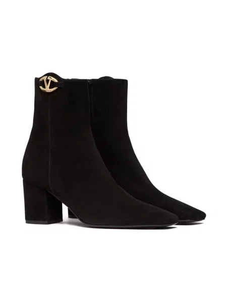 Lniane buty do kostki Valentino Garavani czarne