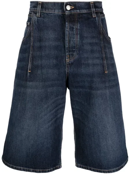 Pantaloni scurți din denim Alexander Mcqueen din piele albastru