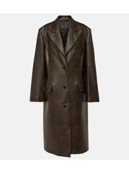 Palton Acne Studios din piele maro