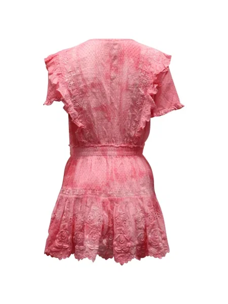 Rochie mini Loveshackfancy cu broderie de costum roz