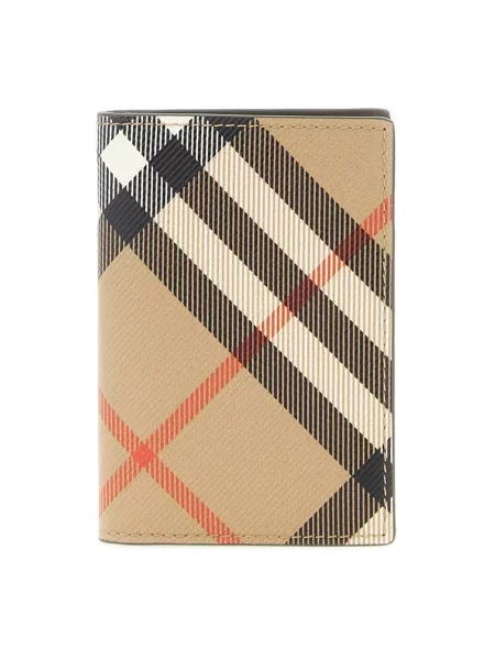 Portfel Burberry w kratę płócienny beżowy