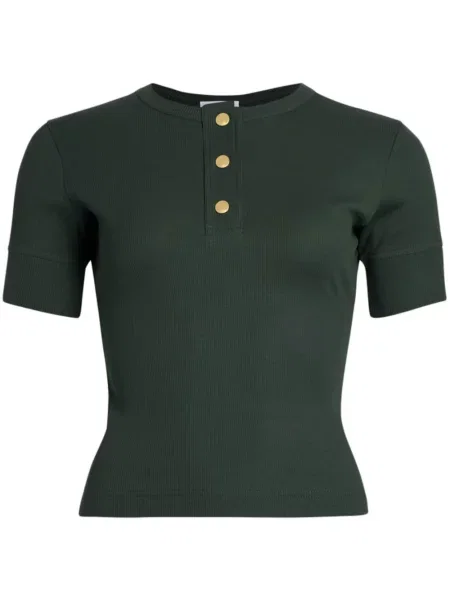 Top Patou cu guler henley verde