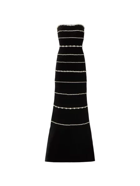 Rochie de catifea Costarellos de catifea de cristal fără bretele negru
