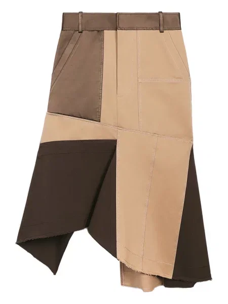 Spódnica midi Ports 1961 asymetryczna do kolan brązowa