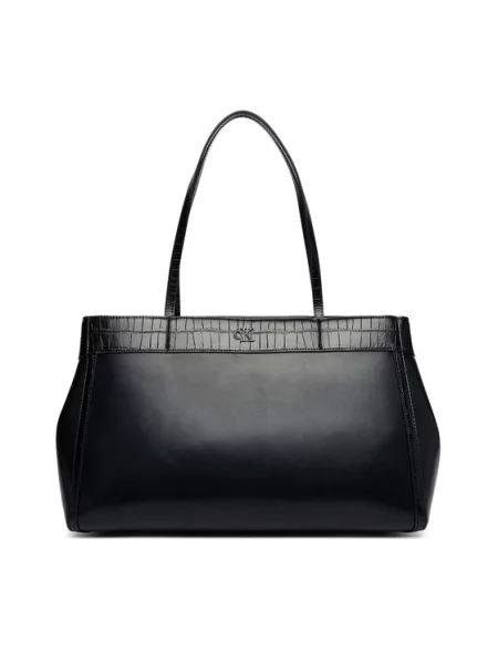 Calvin Klein torebka shopper z imitacji skóry czarna