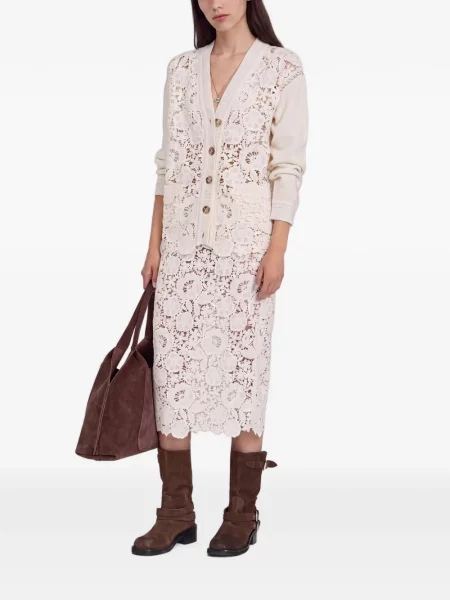 Fustă midi Ermanno Scervino cu model floral din dantelă