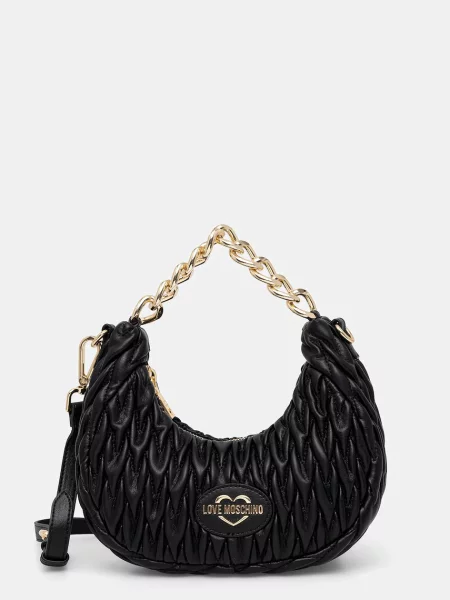 Pikowana torebka hobo Love Moschino czarna