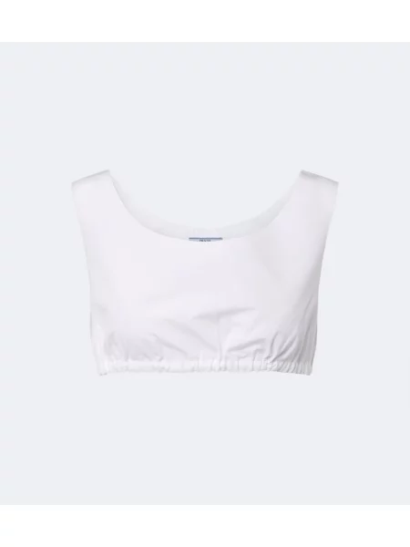 Top Prada din poplin alb