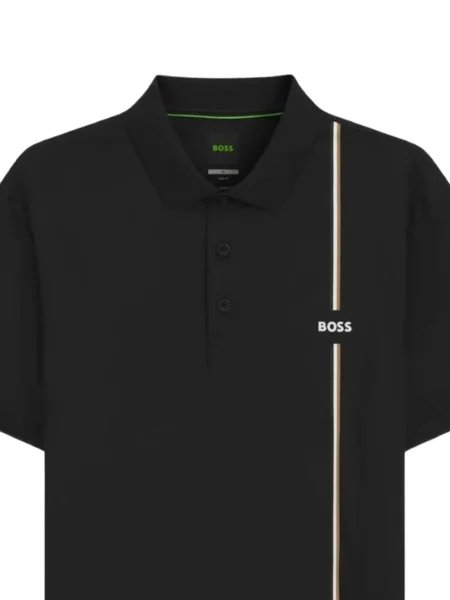 Tricou polo Boss cu dungi negru