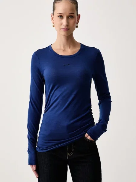 Tricou cu mânecă lungă Pinko de lână albastru