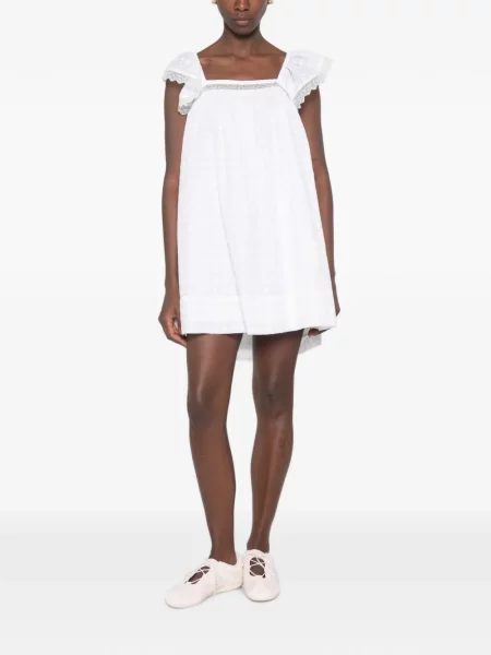 Rochie mini Ganni cu broderie alb