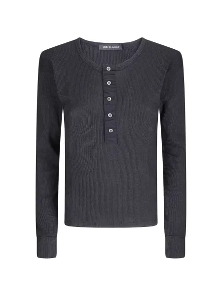 Lung top Our Legacy cu guler henley gri