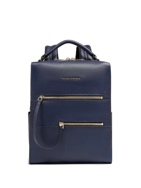 Kožni ruksak Piquadro plava