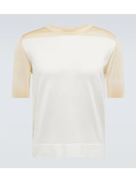 Tricou Jil Sander de mătase alb