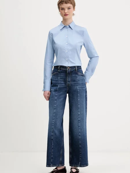 HUGO koszula The Fitted Shirt slim z kołnierzykiem klasycznym niebieski