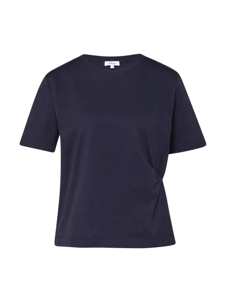 Skrócony T-shirt z bawełny z wiązaniem niebieska