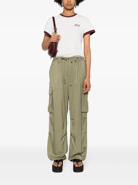Plačiakojis cargo stiliaus kelnės Golden Goose žalia