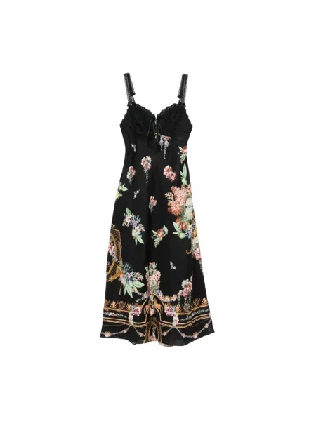 Sukienka midi Camilla z nadrukiem koronkowa do kolan