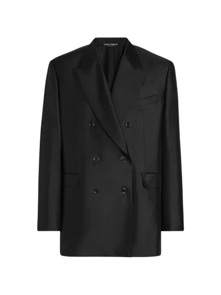 Geacă Dolce & Gabbana de mătase cu două rânduri de nasturi negru