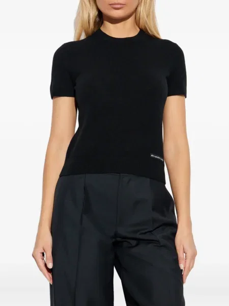 Tricou Alexander Wang cu decolteu rotund negru