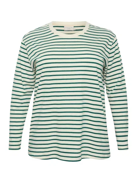 KAFFE CURVE Tričko winni zelená biela