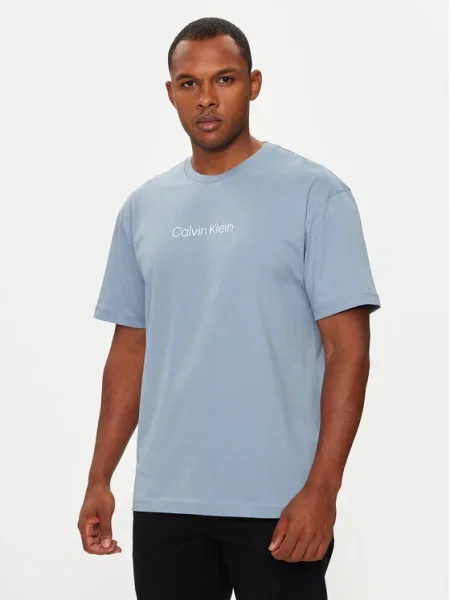 Тениска Calvin Klein с десен синьо