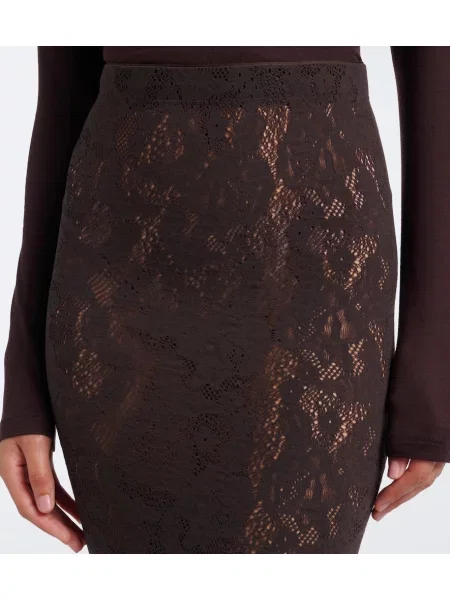 Fusta maxi Wolford din dantelă maro