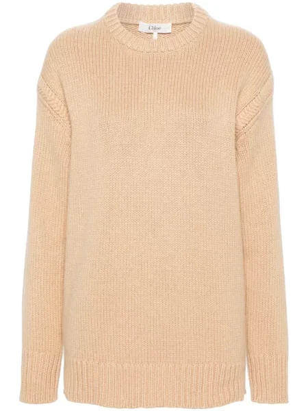 Pulover Chloé cu decolteu rotund maro