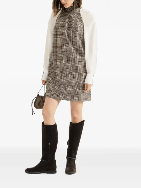 Rochie Brunello Cucinelli de lână în carouri