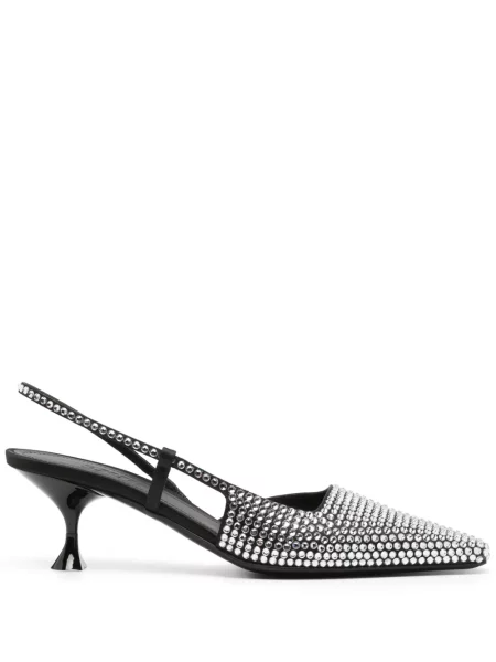 Pantofi cu toc 3juin de cristal negru