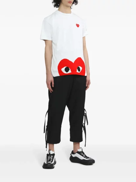 Raštuotas marškinėliai Comme Des Garçons Play su širdelėmis balta