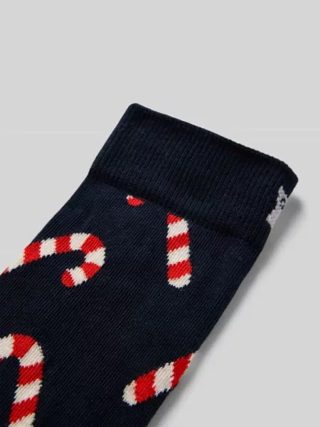 Skarpety z elastycznej mieszanki bawełny model Candy Cane' Happy Socks granatowe