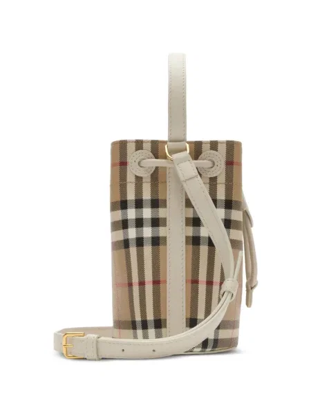 Mini geantă bucket Burberry în carouri mini