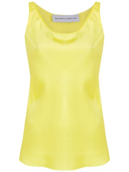 Jedwabna kamizelka Gloria Coelho z dekoltem w kształcie litery U żółta