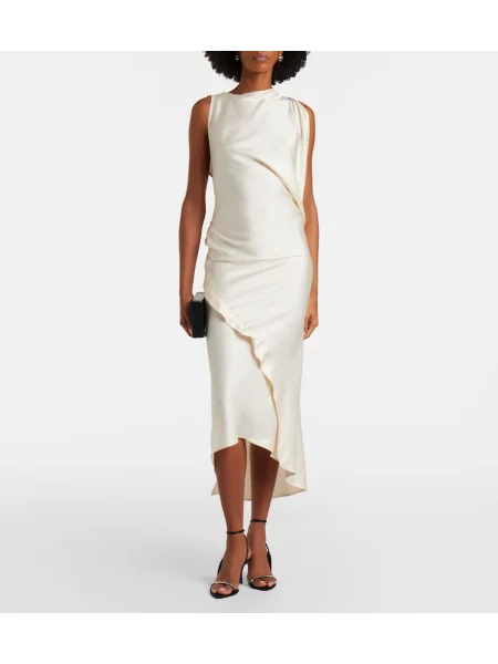 Rochie midi Victoria Beckham drapată alb
