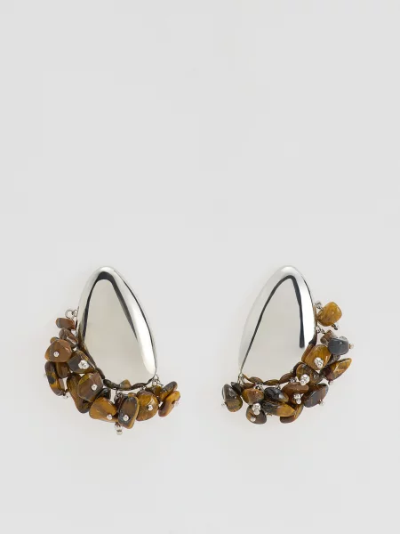 Серьги Reserved с камнями коричневые