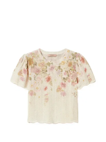 Top Twinset cu model floral tricotate