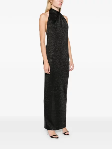 Rochie maxi Balmain cu gât halter negru