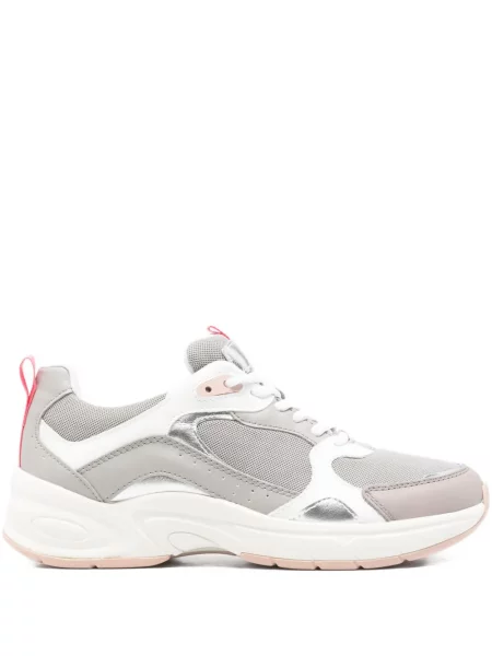 Sneakerși Geox cu șireturi din dantelă gri