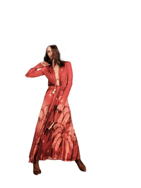 Rochie maxi Johanna Ortiz de costum roșu