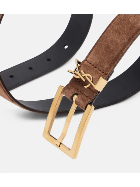Curea Saint Laurent din piele de căprioară maro